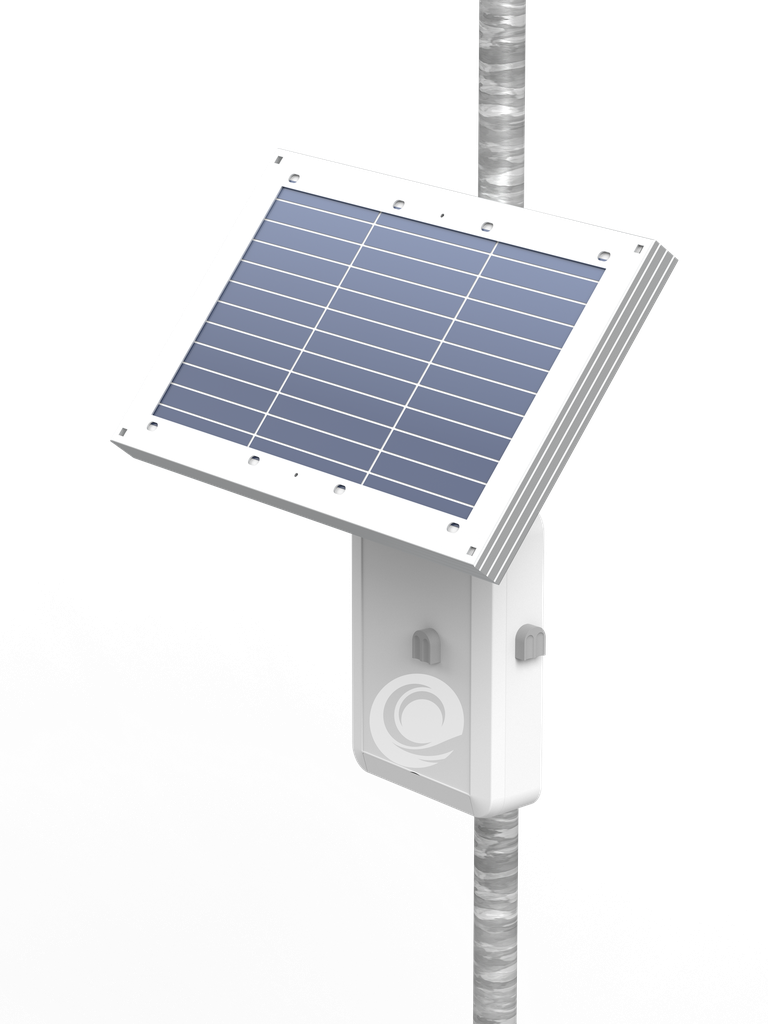 Mikrostation för utomhusluftkvalitet med solpanel: Partiklar: (PM1, PM2.5, PM10), Temperatur, Luftfuktighet, Atmosfärstryck, GPS, Strömförsörjning: batteri + solcellspanel